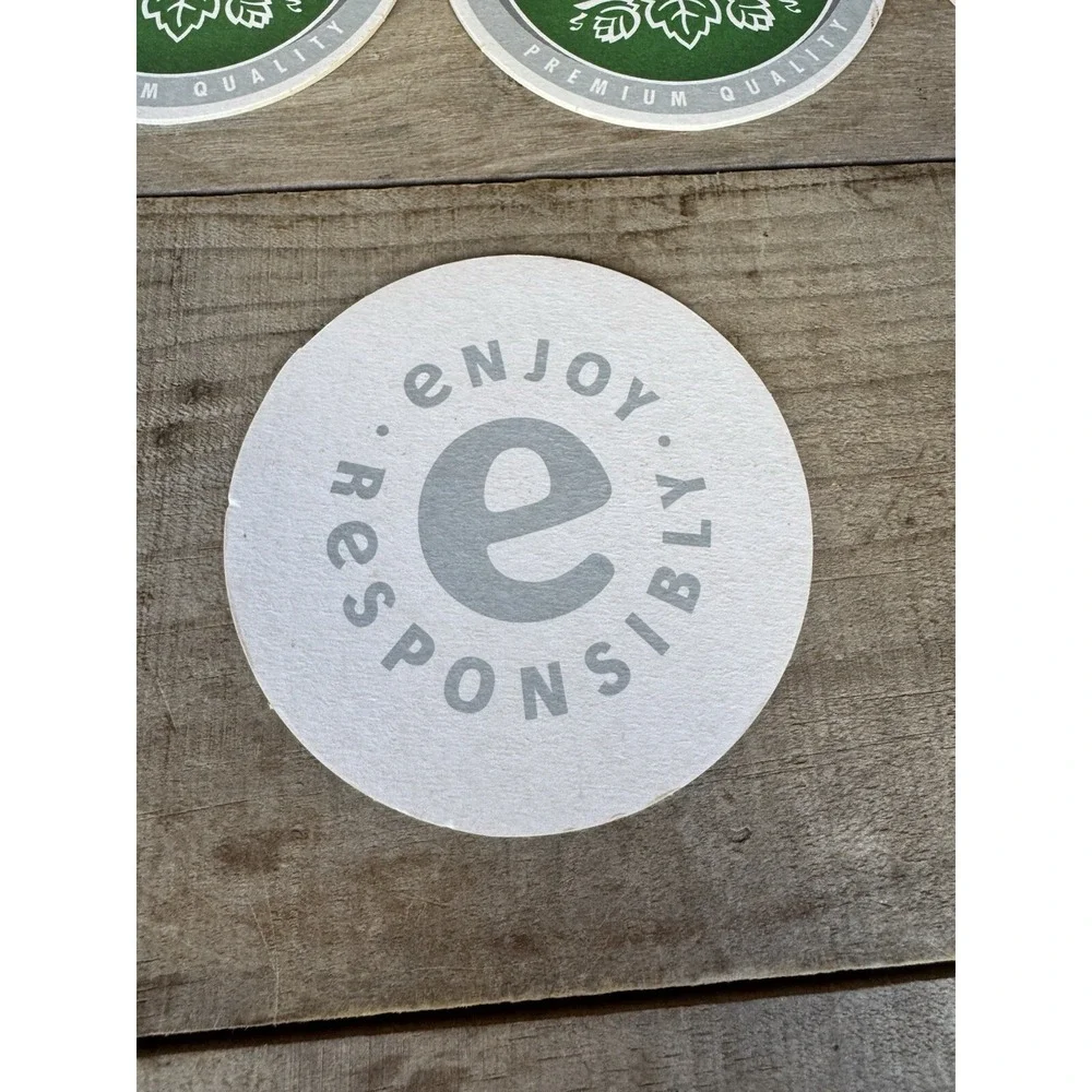 10 Heineken Beer Coasters Circle Double Sided Cardboard Vintage W/ Foam‎ Skimmer
